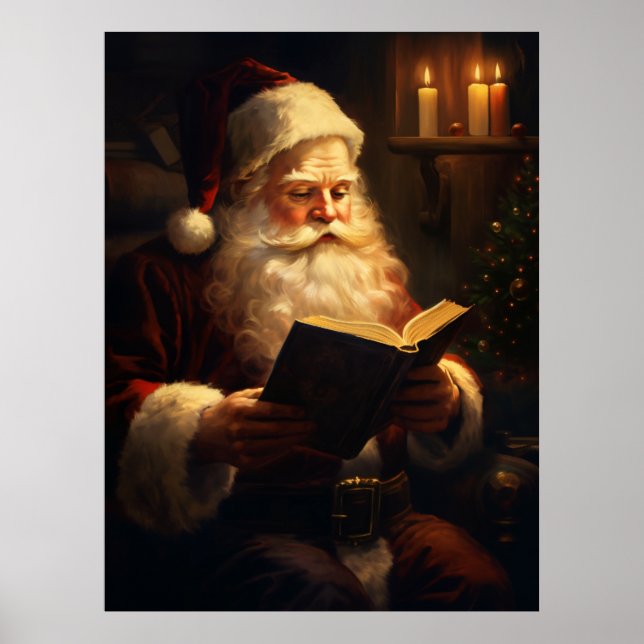 Poster Vintage Santa Claus Reading (Frente)