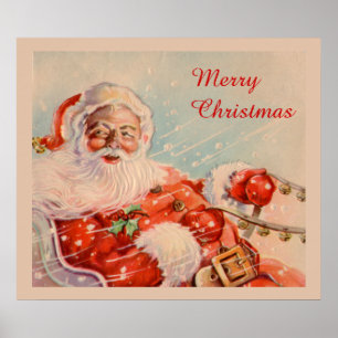 Poster Vintage Santas Sleigh Ride Canvas