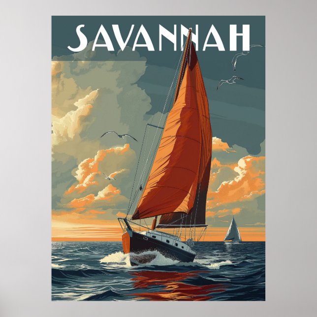 Poster Vintage Savannah Viagem (Frente)