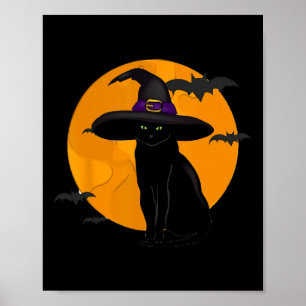 Poster Vintage Scary Halloween Black Cat Costume Bruxa Br