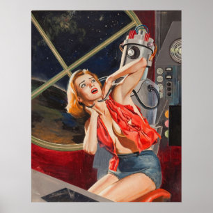 Poster Vintage Sci-Fi - Ilustração - Robot Captive