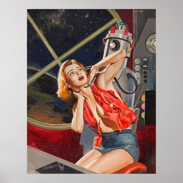 Poster Vintage Sci-Fi - Ilustração - Robot Captive (Frente)