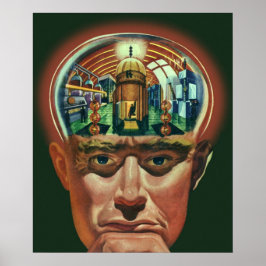 Poster Vintage Science Fiction, Alienígena Brain in Labor