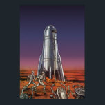 Póster Vintage Science Fiction, Astronautas Beetle Aliens<br><div class="desc">Imagem de vintage: viagem de ficção científica futurista e imagem de foguete de transporte. Astronautas correndo até seu foguete escapando de aliens em forma de besouro em um planeta estrangeiro tentando voltar para a terra. Um clássico design de ficção científica de quadrinhos retrógrados do 50 do futuro.</div>