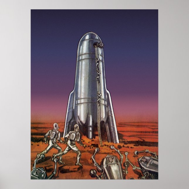 Póster Vintage Science Fiction, Astronautas Beetle Aliens (Frente)