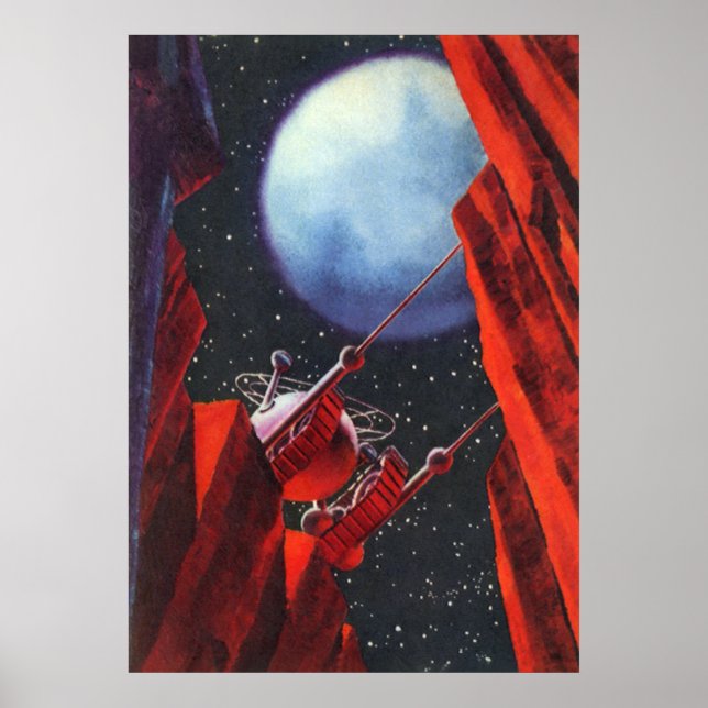 Poster Vintage Science Fiction, Canyon Space Moon Rover (Frente)
