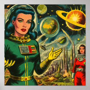 Poster Vintage Science Fiction Histórias em quadrinhos de
