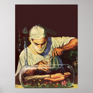 Poster Vintage Science Fiction, Laboratory Mad Scientist