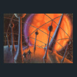 Póster Vintage Science Fiction, Orange Sun e Aliens<br><div class="desc">Ilustração vintage: planetas futuristas de ficção científica e imagem espacial. Um clássico design de quadrinhos retrô de ficção científica apresentando astronautas alienígenas em um planeta com torres comunicações ou elétricas e um enorme sol laranja brilhando.</div>
