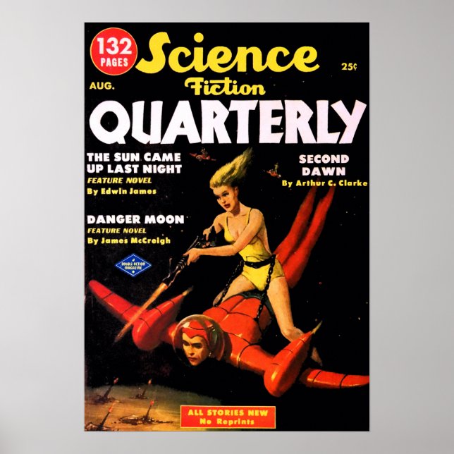 Póster Vintage Science Fiction Quarterly Viagem (Frente)