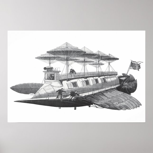 Póster Vintage Science Fiction Steampunk Airship Eclipse (Frente)
