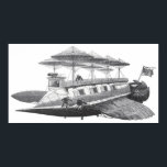 Póster Vintage Science Fiction Steampunk Airship Eclipse<br><div class="desc">Ilustração Vintage preto e branco da ficção científica vitoriana viagem futurista e imagem de punk a vapor de transporte. Um dirigível com asas, hélice e guarda-chuva como copas que ajudam o navio a flutuar no ar. O capitão está na casa do leme onde aparece o nome do avião, o Eclipse....</div>