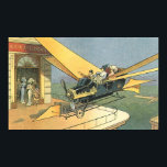 Poster Vintage Science Fiction Steampunk Carro Convertíve<br><div class="desc">Ilustração venenosa viagem futurista vitoriana e ficção científica de transporte design com asas a vapor-punk apresentando um carro voador conversível. O motorista está prestes a aterrissar seu carro futurista (ou é um avião) na loja de chocolate no futuro. Um clássico design de ficção científica de quadrinhos retrô.</div>