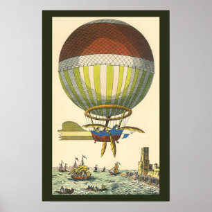 Póster Vintage Science Fiction Steampunk Hot Air Balon