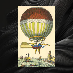 Póster Vintage Science Fiction Steampunk Hot Air Balon