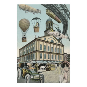 Póster Vintage Science Fiction, Victorian Steam Punk City