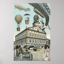 Poster Vintage Science Fiction, Victorian Steam Punk City