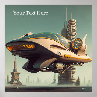 Poster Vintage Science Ficying Cars of