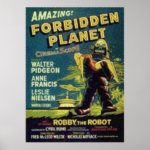 Poster Vintage Scifi Movie Proibido Robô Planeta