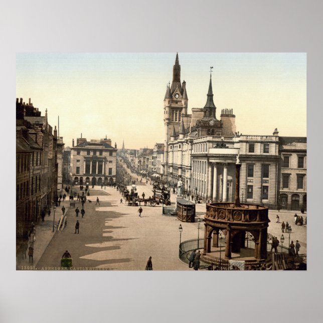 Poster Vintage Scotland, Aberdeen Castlegate c1905 (Frente)