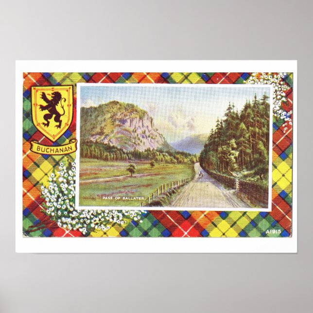 Poster Vintage Scotland, Buchanan, Pass of Ballater (Frente)