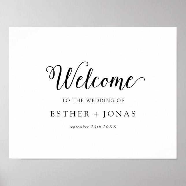 Poster Vintage Script Wedding Welcome (Frente)