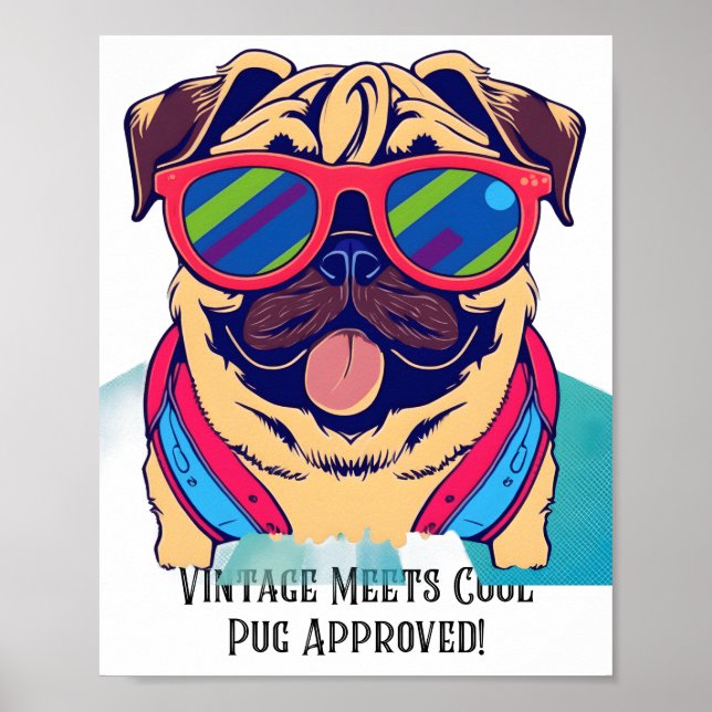 Poster Vintage se encontra Legal - Pug Aprovado! - Sarcas (Frente)