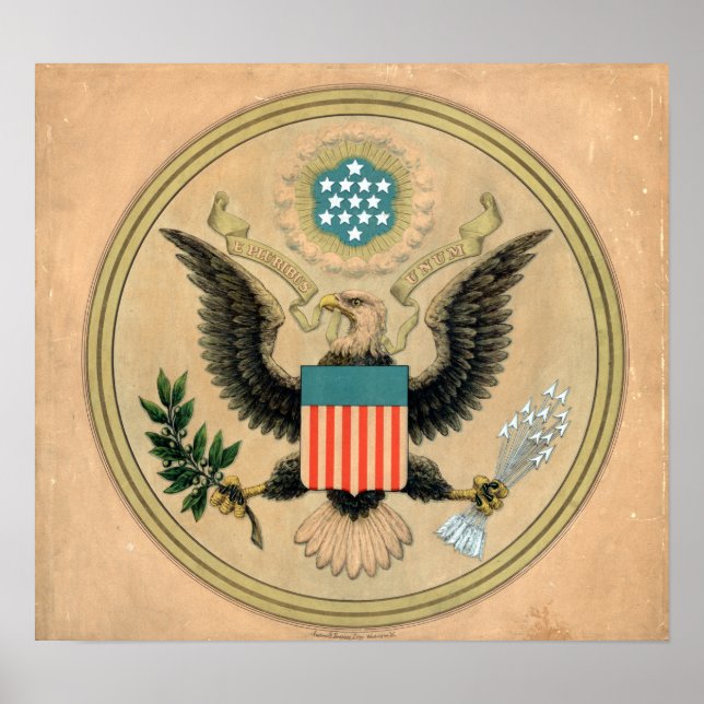 Poster Vintage Seal dos Estados Unidos da América (Frente)