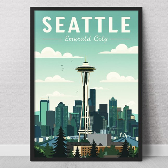 Poster Vintage Seattle Emerald City (Criador carregado)
