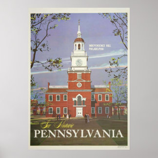 Poster Vintage See Historic Pensilvânia USA Viagem
