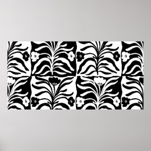 Poster Vintage sem costura desenhou um padrão floral com