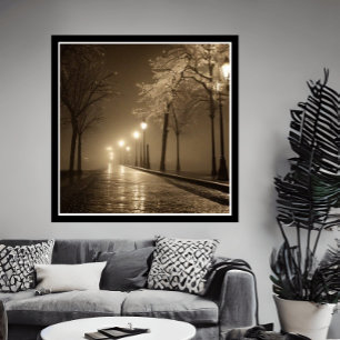 Poster Vintage Sepia Scene 1930s road Fantasy