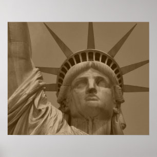 Poster Vintage Sepia Statue of Liberty New York Close-up