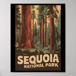 Poster Vintage Sequoia National Park Men Women Kids Campi