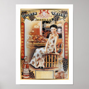 Poster Vintage Shanghai China Ouro Valley Beer Ad