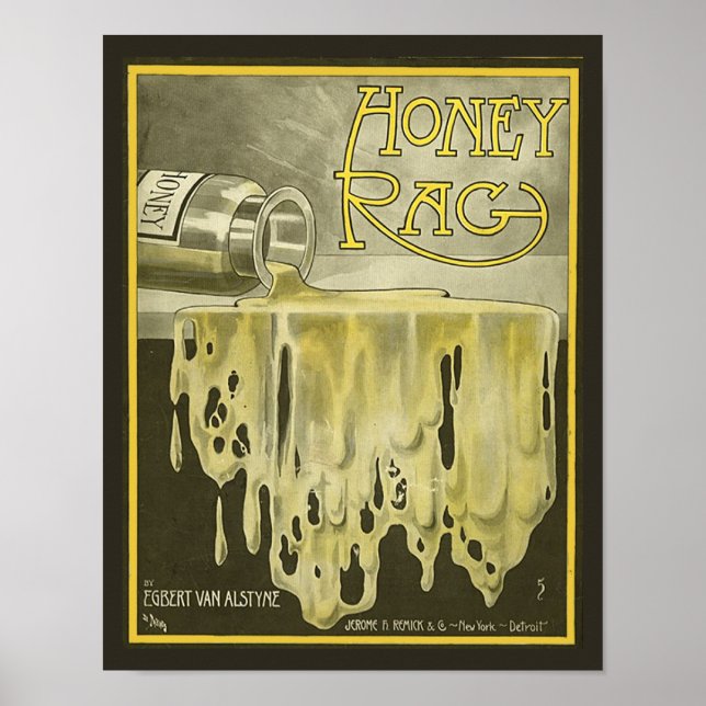 Poster Vintage Sheet 1909 Music Copy HONEY RAG (Frente)