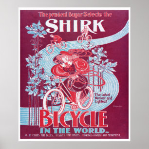 Poster Vintage Shirk Bicycle Advertisement cerca de 1890
