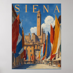 Poster Vintage Siena Viagem italiano