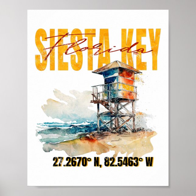 Poster Vintage Siesta Key Florida Beach (Frente)