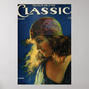 Poster vintage silencioso da estrela de cinema de