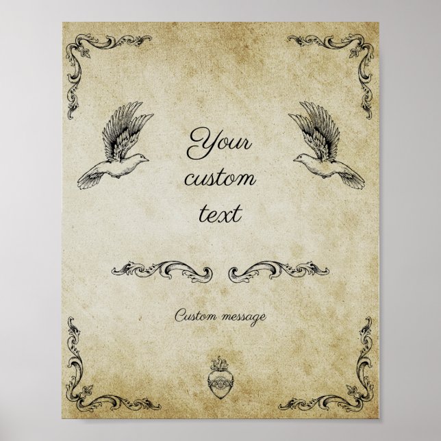 Poster Vintage: sinal de casamento romântico (Frente)