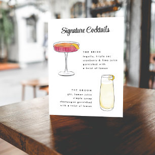 Poster Vintage - Sinal de Cocktails Desenhado