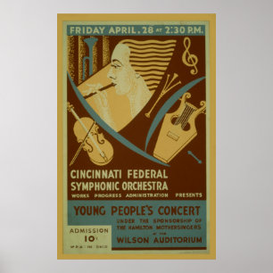 Poster Vintage sinfónico federal da orquestra de