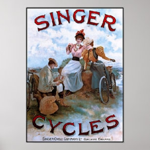 Póster Vintage Singer Cycle Ad