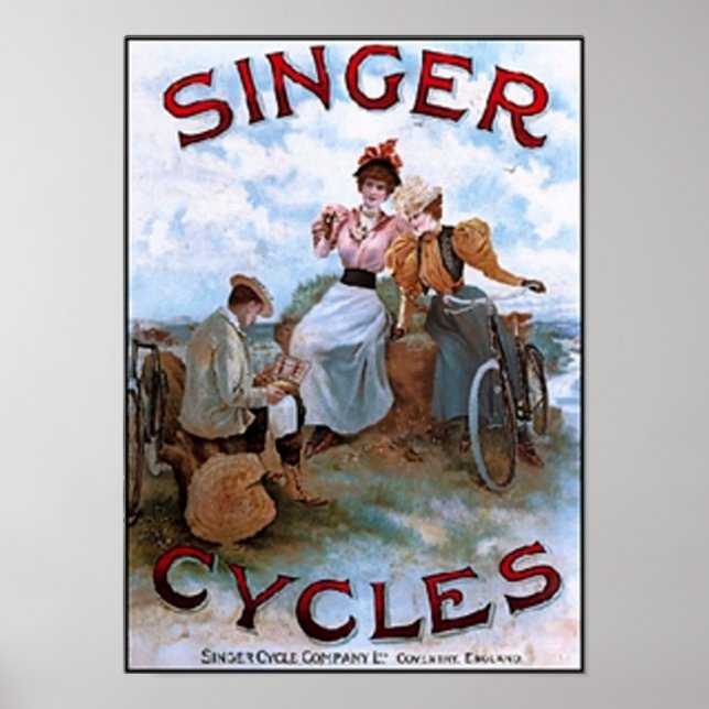 Póster Vintage Singer Cycle Ad (Frente)