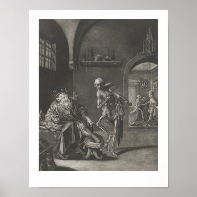 Poster Vintage Skeleton Death Tocando Violino Skull Music (Frente)