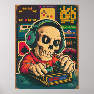 Poster Vintage Skeleton Gaming Lover