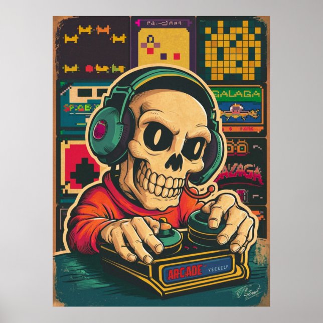 Poster Vintage Skeleton Gaming Lover (Frente)