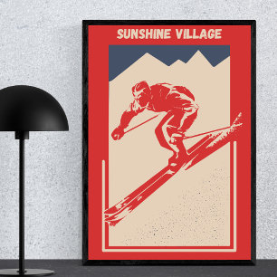 Poster Vintage Ski Alberta Banff Resort Sunshine Village