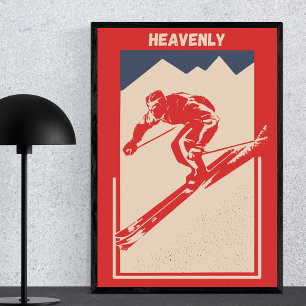Poster Vintage Ski California Nevada Resort Heavenly